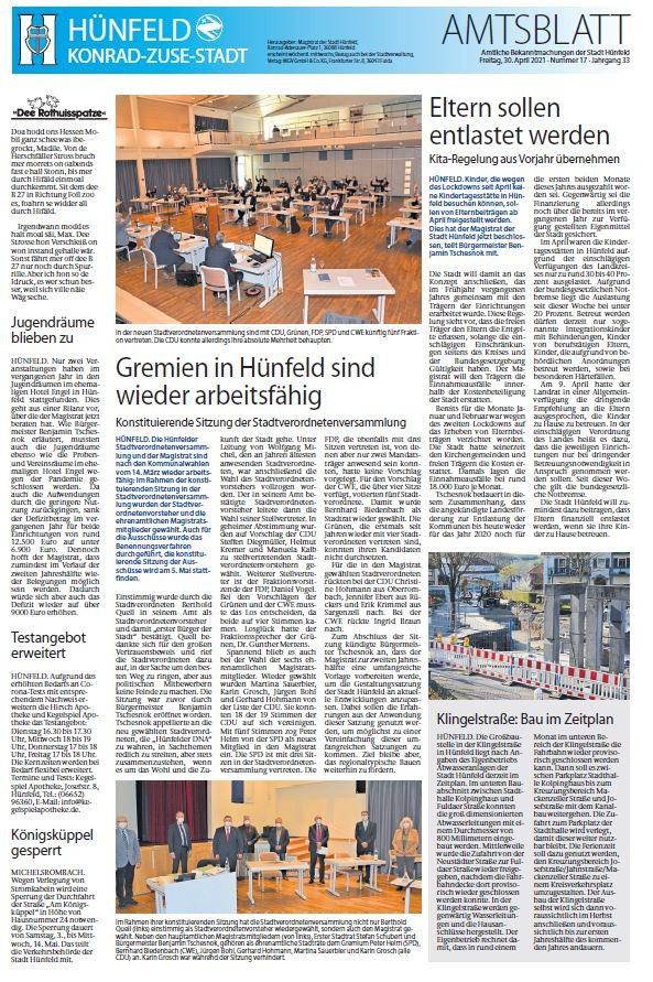 Amtsblatt vom 30. April 2021